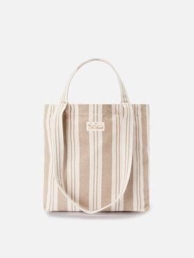 Borsa tote Essential Beach in cotone a righe beige e bianche<BR/> EBEC001 01102L MC2 SAINT BARTH