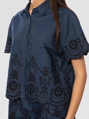 MC2 SAINT BARTH Camicia Chambray in Denim con Ricami Blu<BR/> CEM0001 01309L MC2 SAINT BARTH