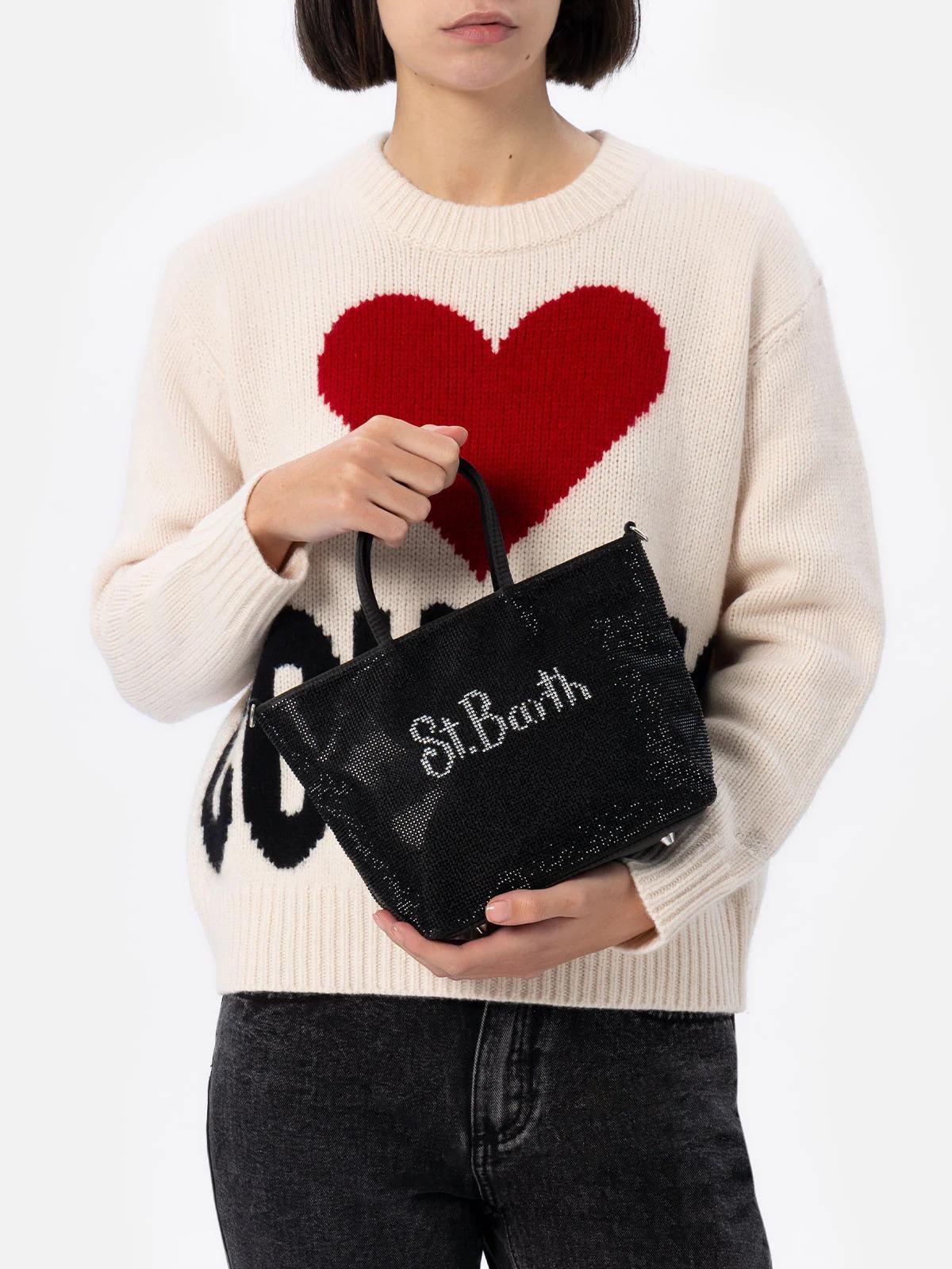 Mini borsa con strass neri<BR/> SBM0001 00236I MC2 SAINT BARTH