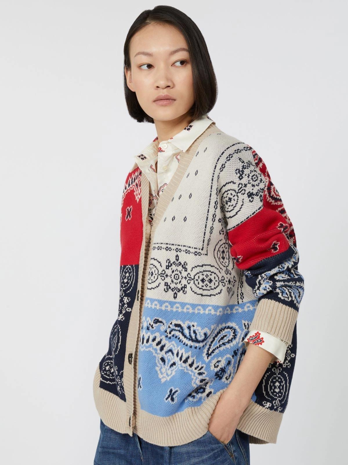 Cardigan over in filato jacquard BAOBAB 001 WEEKEND
