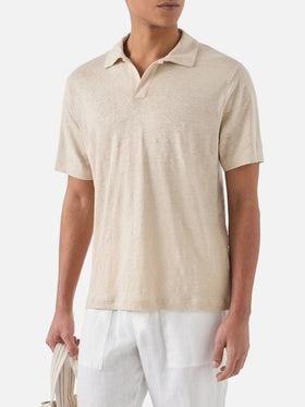 Polo Fraser in puro lino beige<BR/> FRS0001 01139L MC2 SAINT BARTH