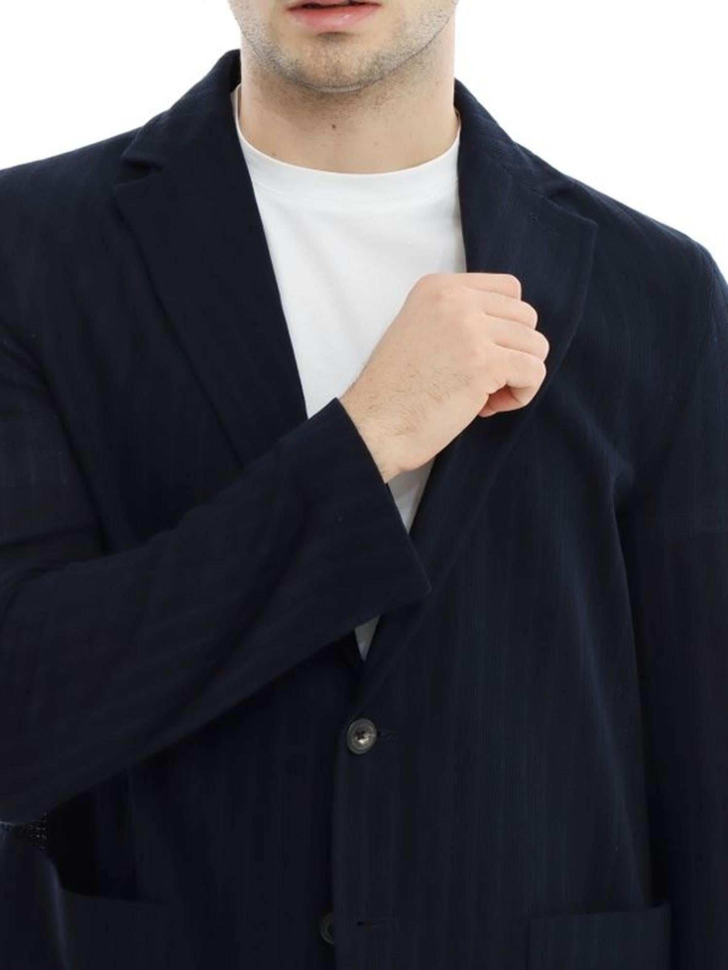 Giacca in cotone Stretch gessato blu