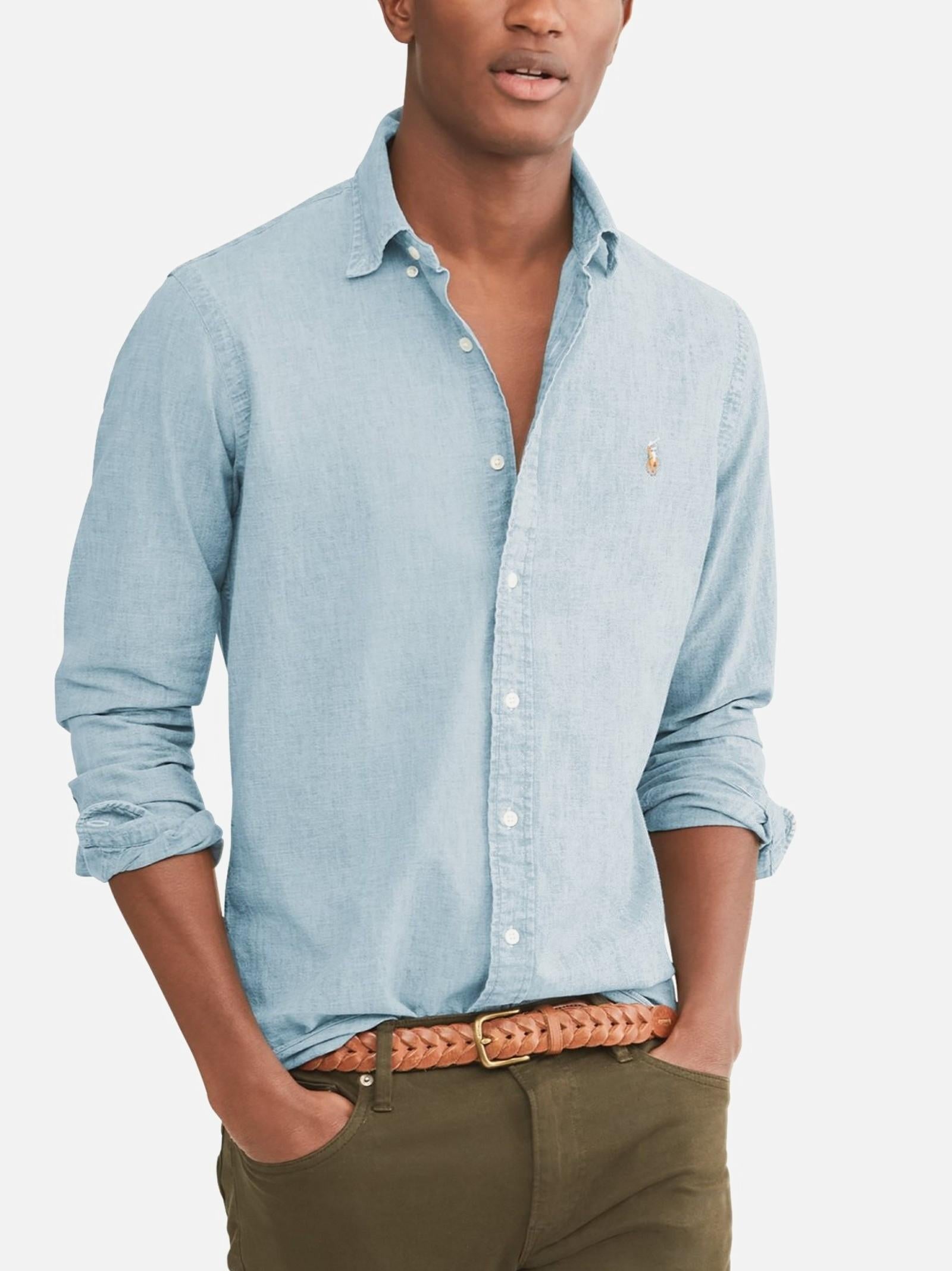 Camicia uomo in cotone denim 710548538 001 RALPH LAUREN
