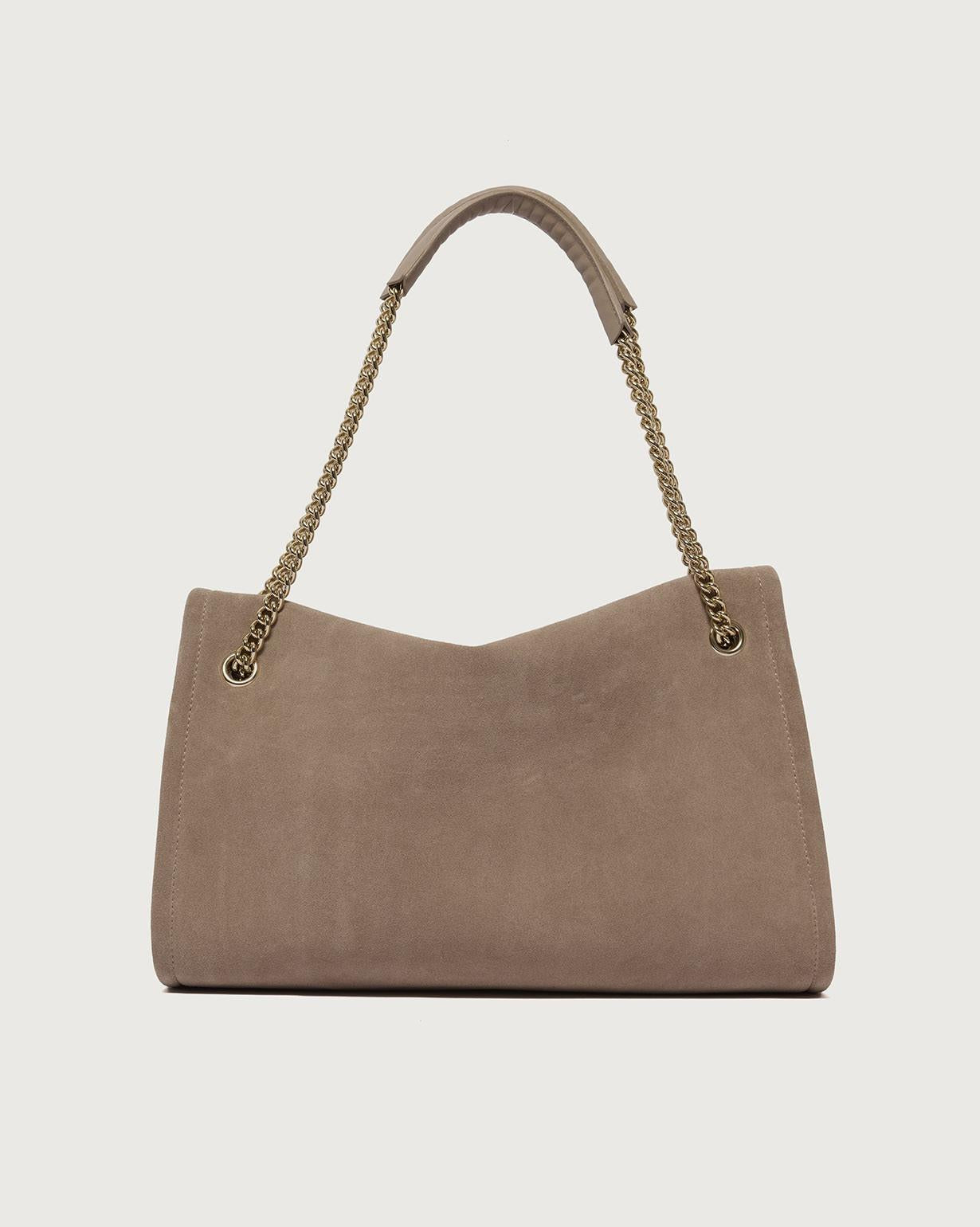 Borsa Venus Peach Midi a spalla in suede<BR/> B02212PEA SABBIA ORCIANI