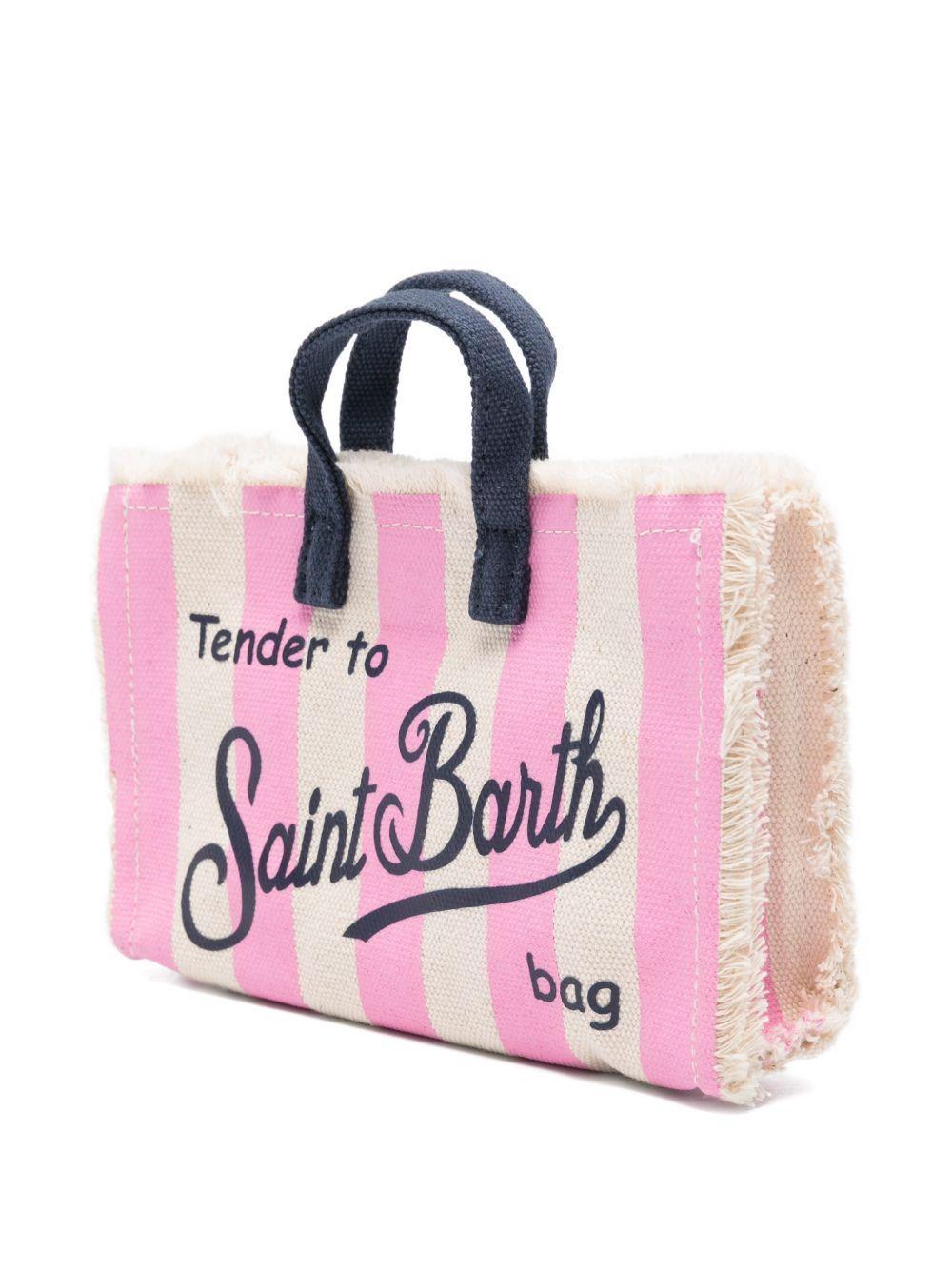 Phone bag MC2 Saint Barth beige e rosa con stampa logo PHONE001 00716L MC2 SAINT BARTH