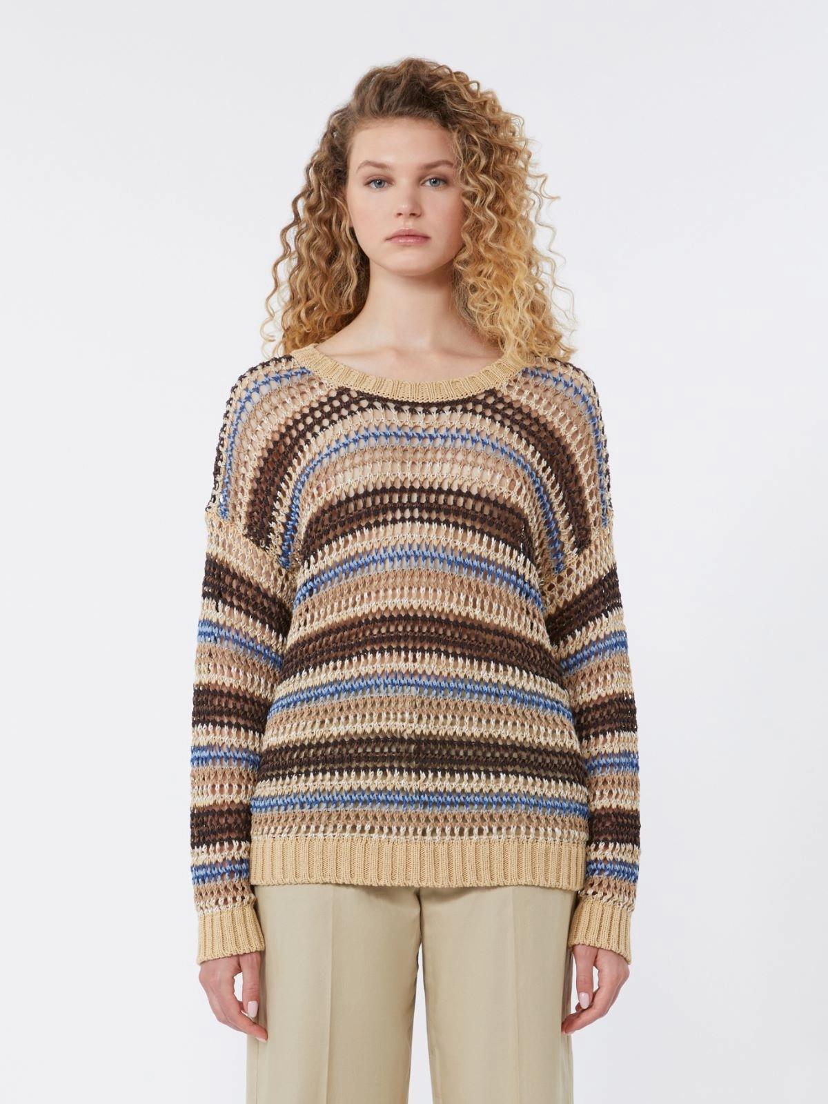 Maglia a rete in filato di lino e cotone - MARRONE<BR/> WKDONIRICA 004 WEEKEND