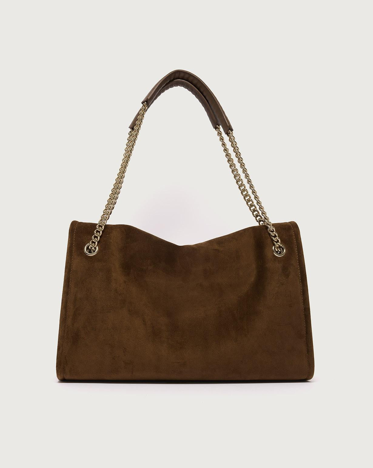 Borsa Venus Peach Midi a spalla in suede<BR/> B02212PEA COCOA ORCIANI