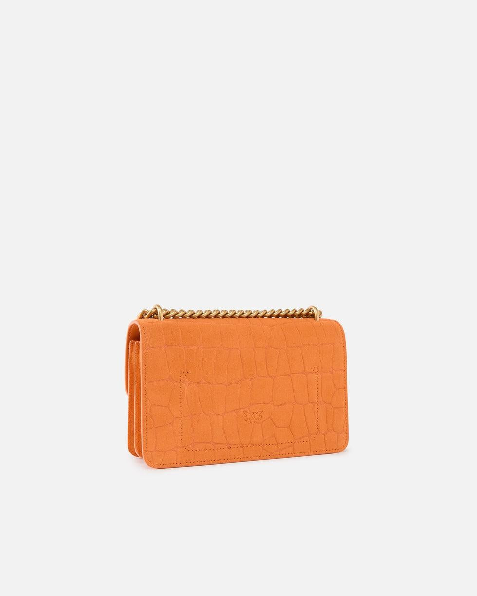 Borsa a tracolla piccola Mini Love Bag One in pelle stampa coccodrillo<BR/> 100074A2YW A76Q PINKO
