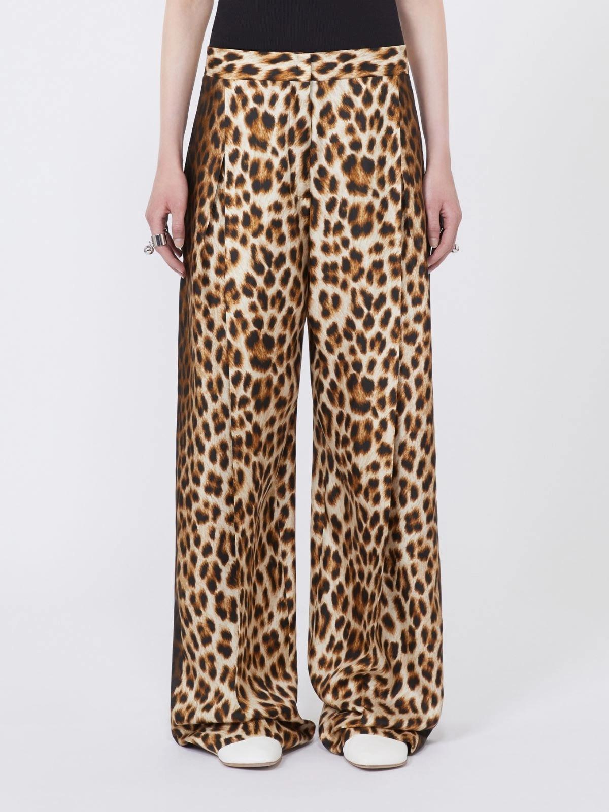 Pantalone in pura seta animalier - Cammello<BR/> SPXOBLO 001 SPORTMAX