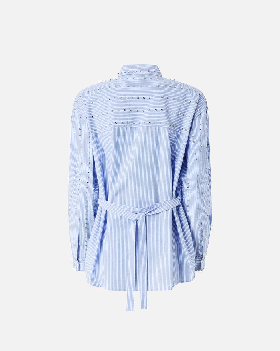 Camicia a righe con decorazione gioiello<BR/> 106225A32R ZE5 PINKO