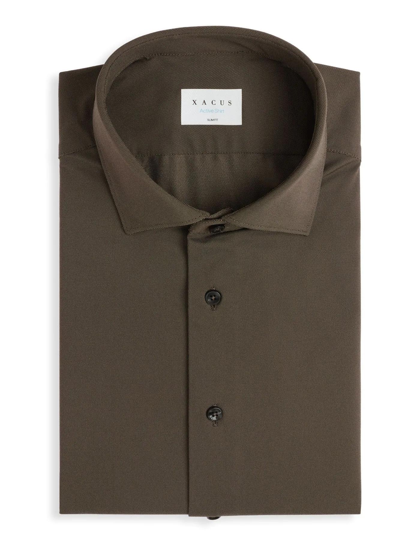 Camicia Collo francese piccolo Tinta Unita Armaturato Marrone<BR/> ACT53191690 008 XACUS