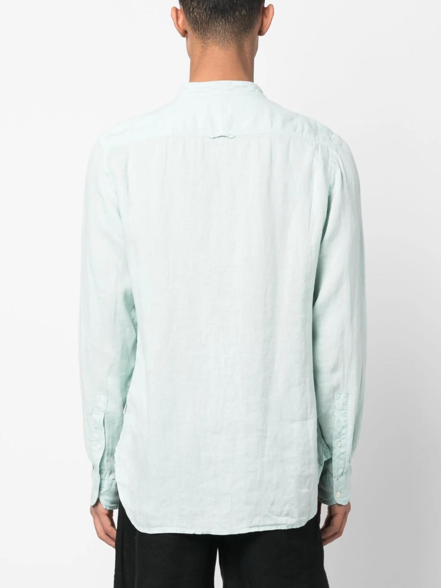 Camicia uomo in lino con collo coreano