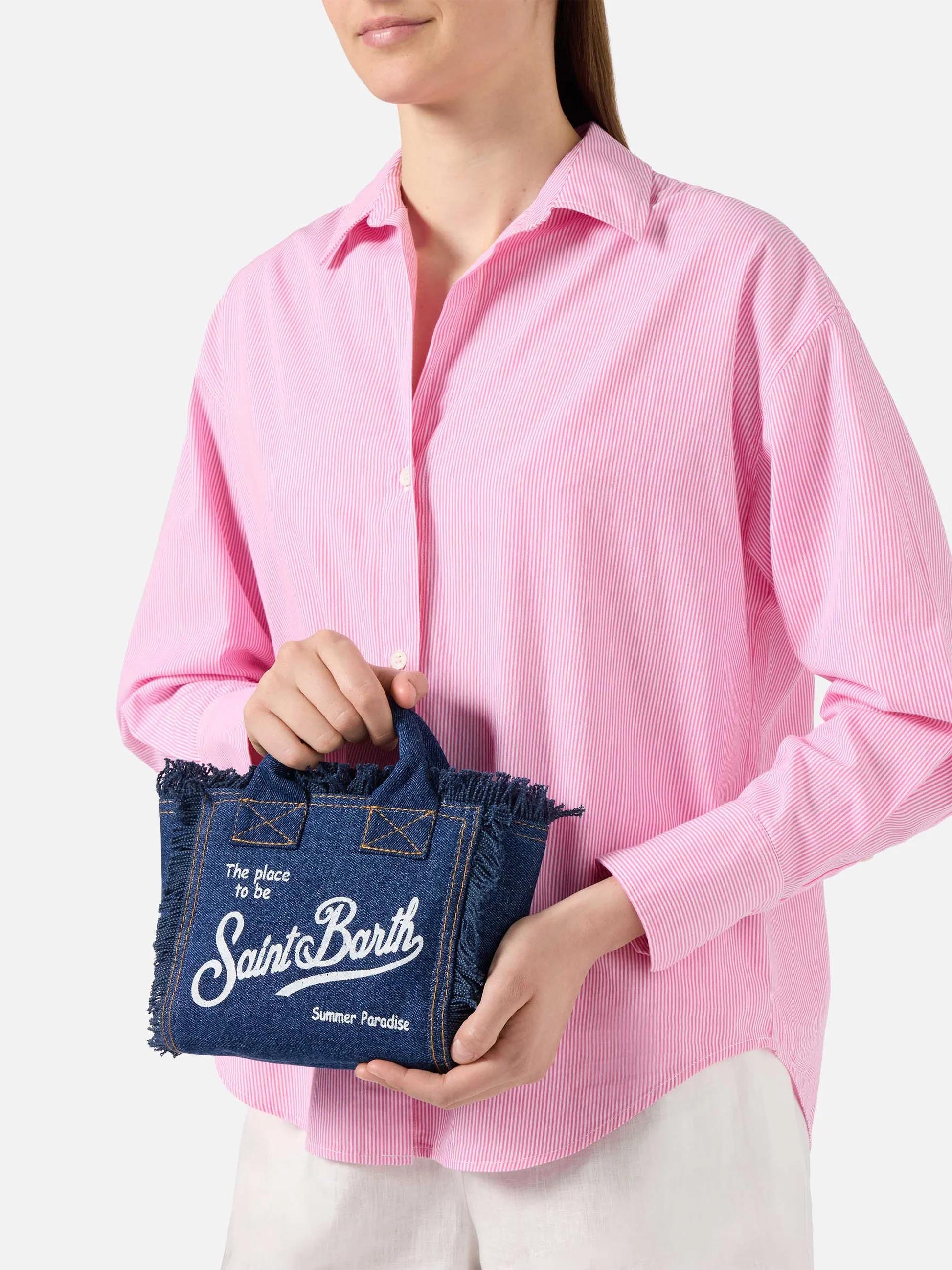 Borsa Vanity mini in denim lavaggio scuro<BR/> VAMI001 00431L MC2 SAINT BARTH