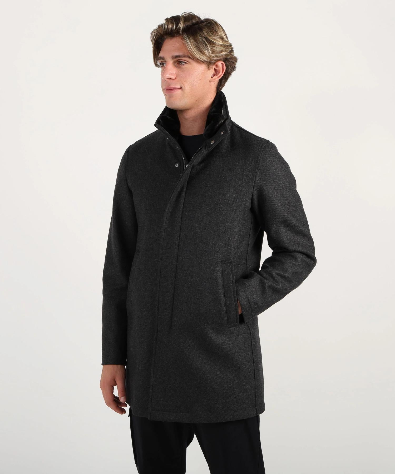 CAPPOTTO IN LANA E PELLICCIA ECOLOGICA CA000214U33432R 9490 HERNO