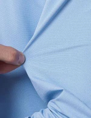 Camicia Collo francese Tinta Unita Armaturato Celeste scuro
