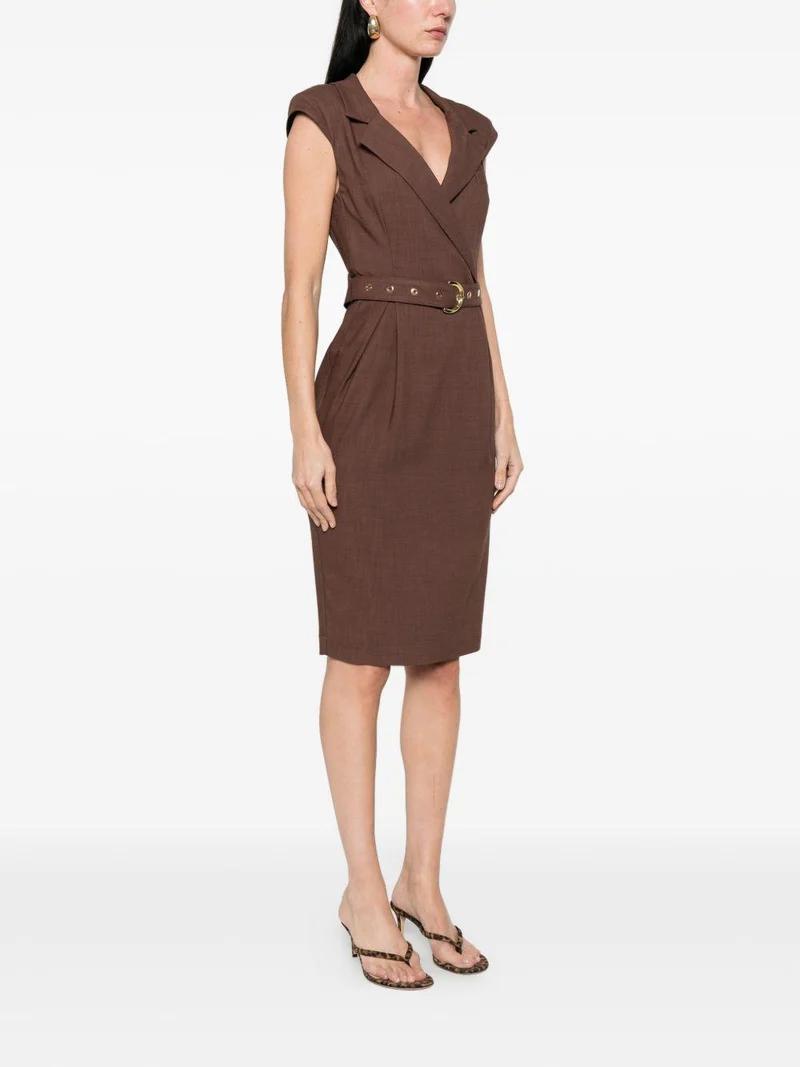Abito midi a portafoglio con cintura 106565A2W6 L78 PINKO