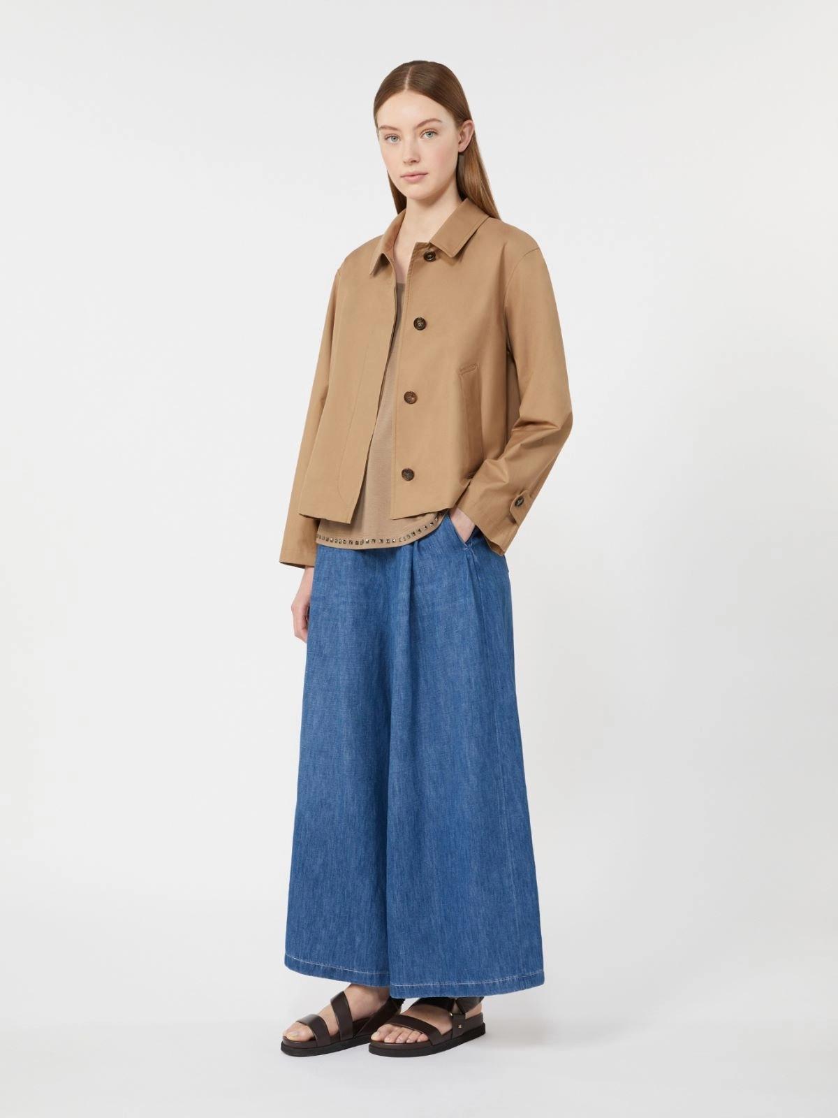 Pantalone ampio in denim di cotone e lino - Blu<BR/> SMMNASTRO 001 S MAX MARA