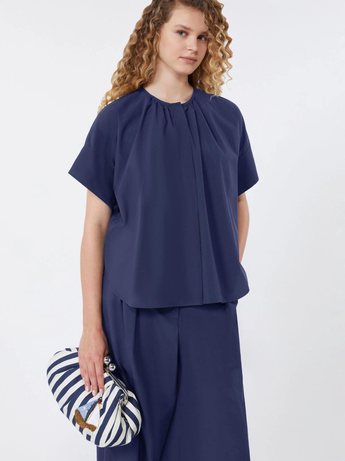 Camicia girocollo in popeline di cotone - BLU<BR/> WKDEDUCATA 008 WEEKEND
