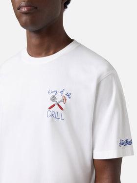 T-shirt Portofino bianca con ricamo King Of The Grill<BR/> POT0001 04334L MC2 SAINT BARTH