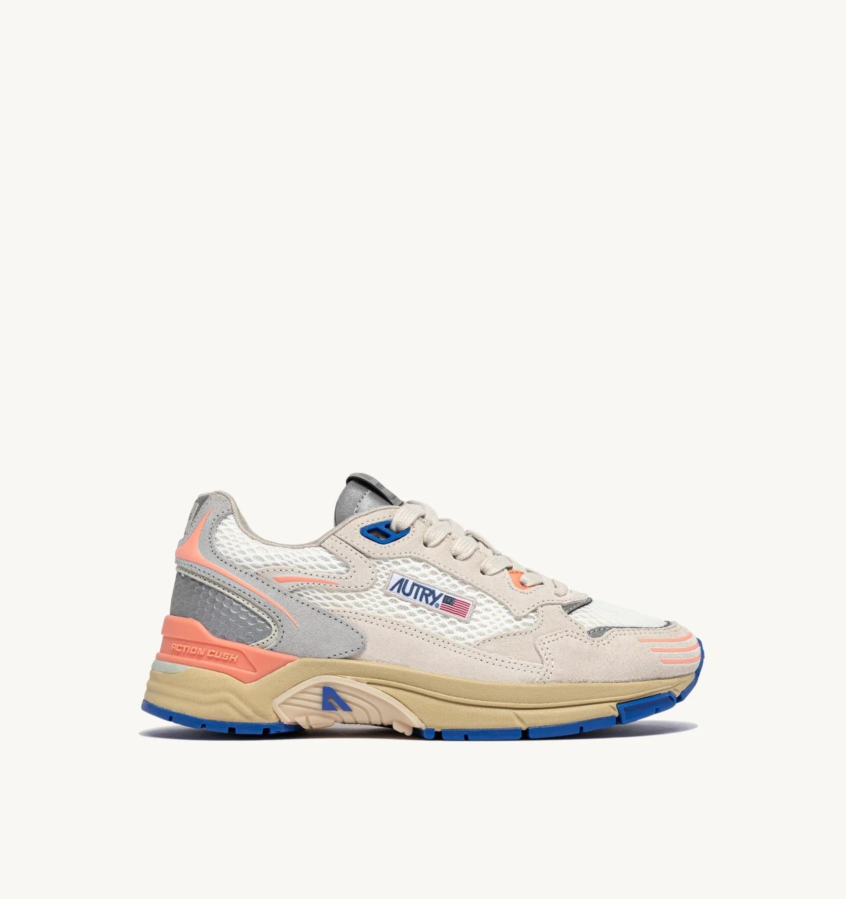 SNEAKERS HYPERWAY IN MESH E SUEDE BIANCO E PEACH PINK<BR/> HYLW HU02 AUTRY ACTION SHOES
