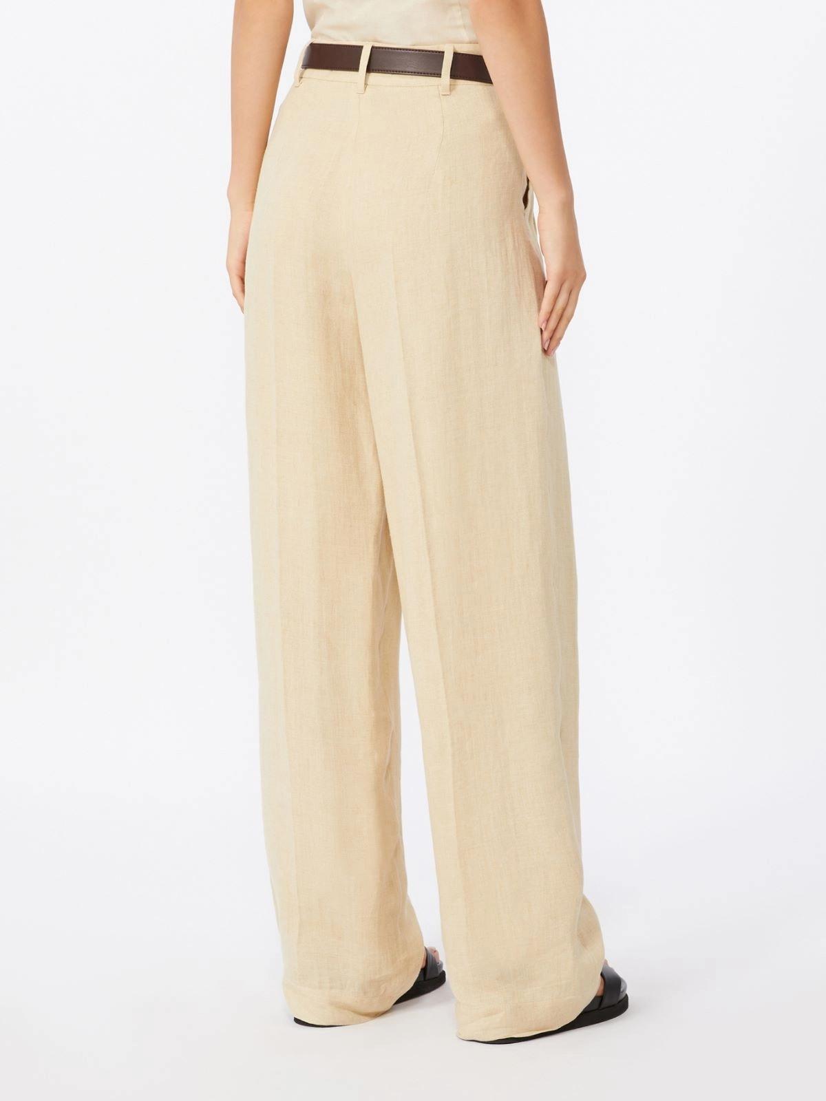 MSTSUMERO<BR/>Pantalone ampio in batavia di lino - Coloniale<BR/> MSTSUMERO 028 MAX MARA STUDIO