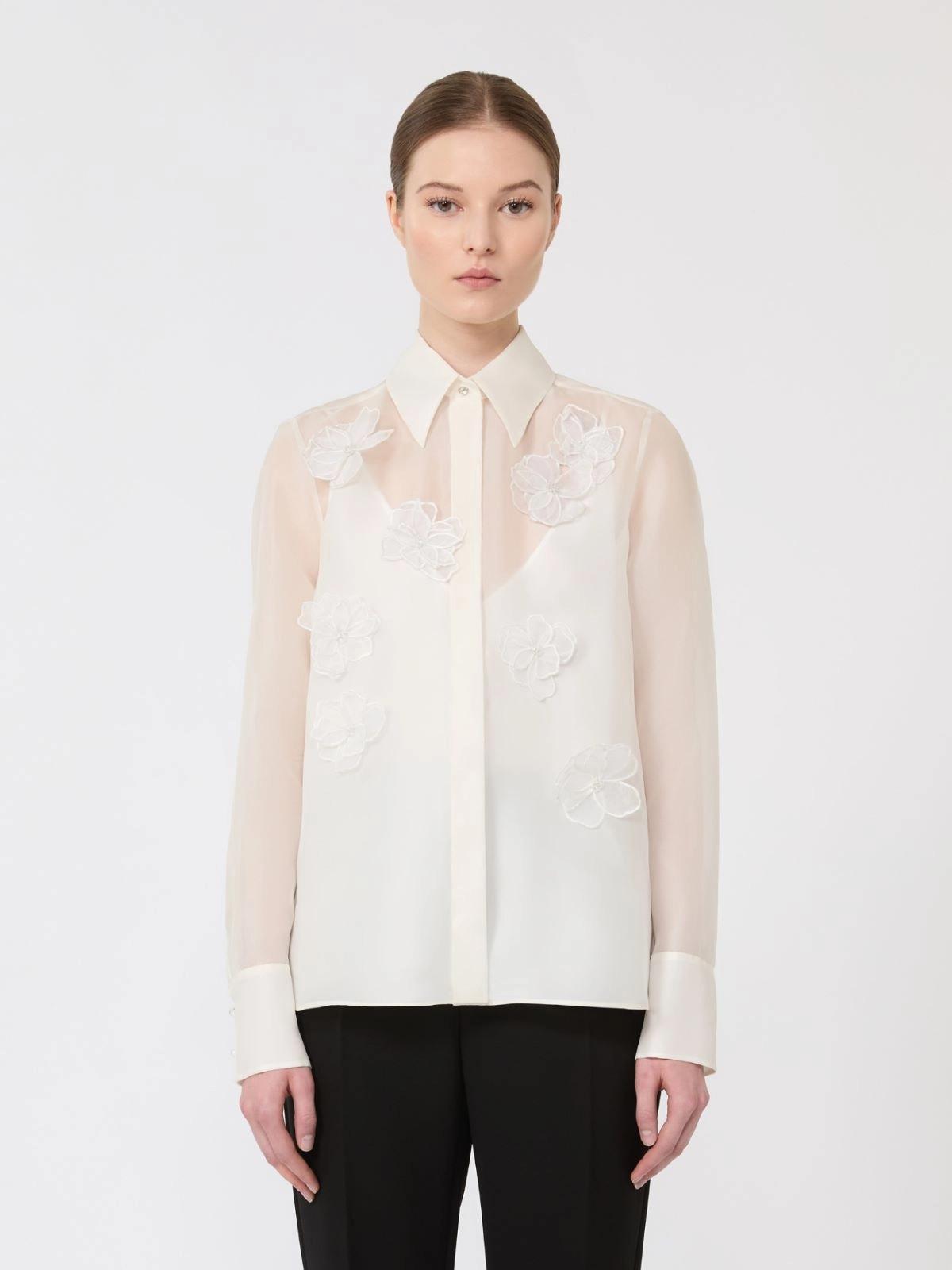 Camicia in organza di seta - Bianco<BR/> MSEAGI 005 MAX MARA STUDIO