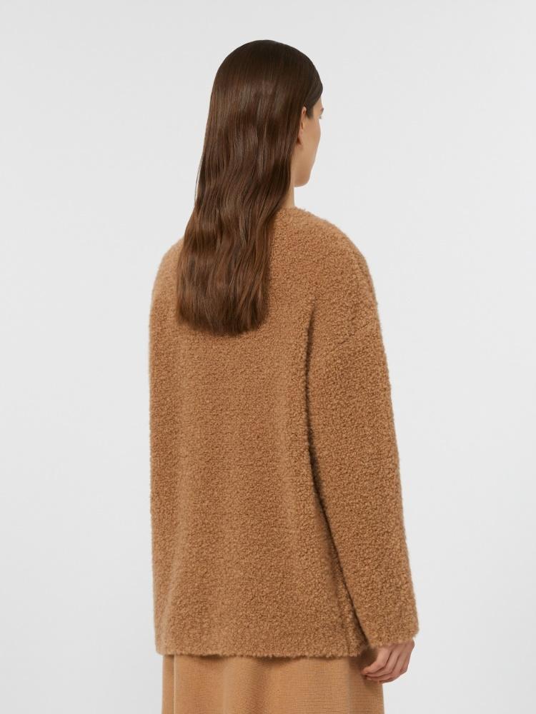 Maglia a V in cammello e seta bouclé PANTERA 001 MAX MARA