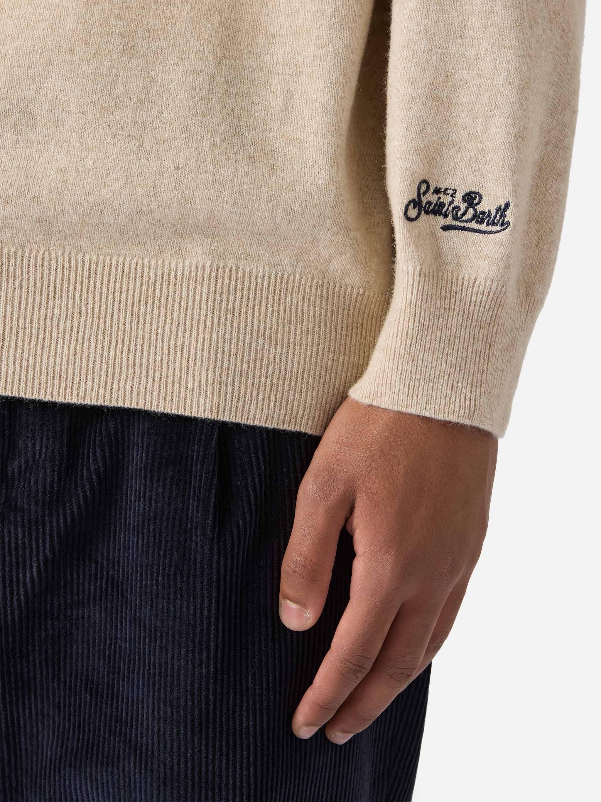 Maglione in misto lana Heron Light con ricamo La cugina del tortellino, la Gnocca! HER0024 03485I MC2 SAINT BARTH
