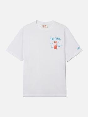 T-shirt Portofino bianca con ricamo Paloma<BR/> POT0001 00323L MC2 SAINT BARTH