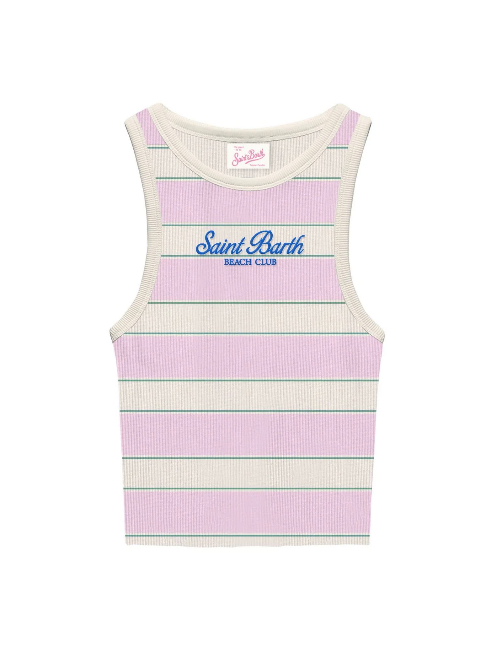 Canotta "Ada" Saint Barth bianca e rosa a righe AAD001 01906L MC2 SAINT BARTH