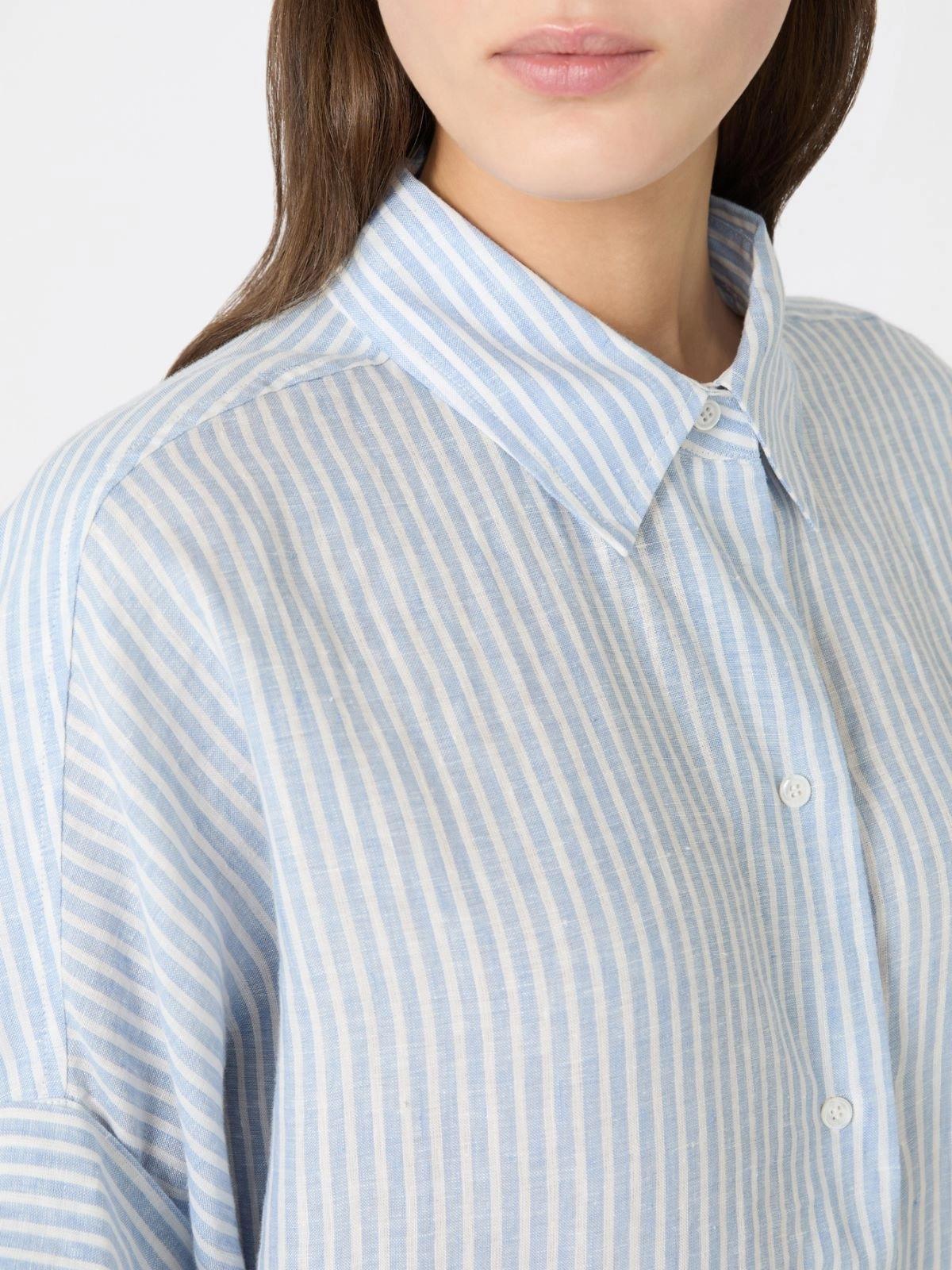 Camicia in tela di lino stampata - AZZURRO<BR/> WKDVERVE 015 WEEKEND