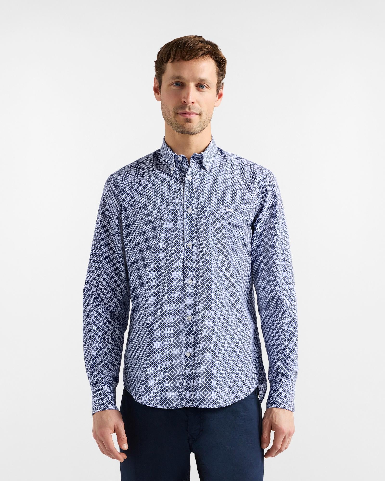 Camicia micro stampa regular fit<BR/> CRQ026013814M 844 HARMONT & BLAINE