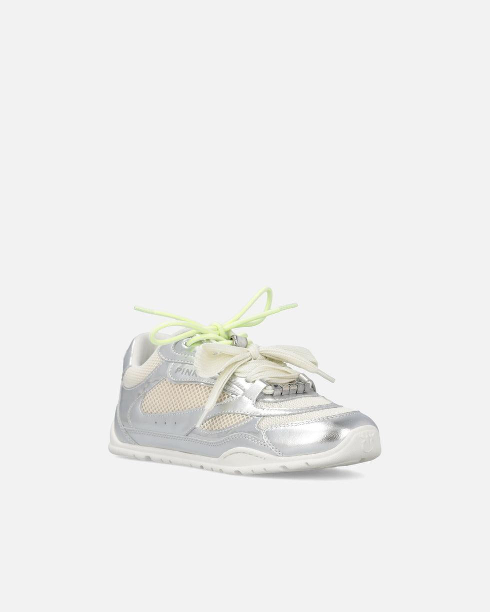 Sneakers laminate con lacci doppi e applicazioni gioiello<BR/> SS0185P146 ZZF PINKO