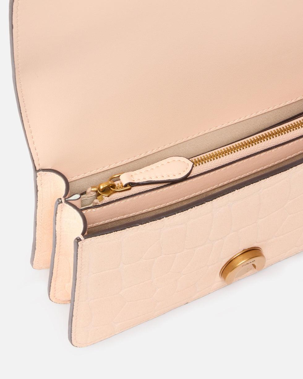 Borsa a tracolla piccola Mini Love Bag One in pelle stampa coccodrillo<BR/> 100074A2YW A28Q PINKO