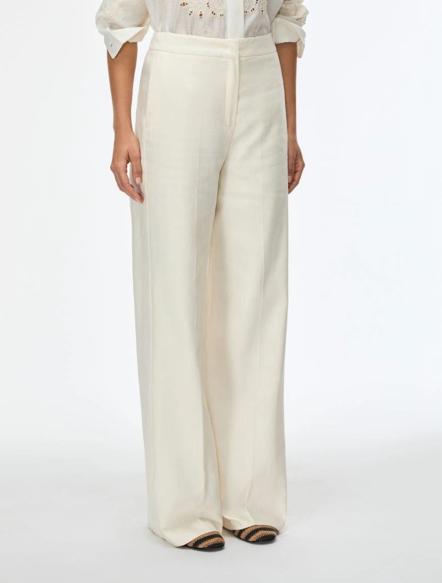 PANTALONI IN MISTO LINO<BR/>Avorio IBLCANALE 001 IBLUES