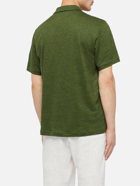 Polo in lino verde militare Fraser senza bottoni<BR/> FRS0001 00144L MC2 SAINT BARTH