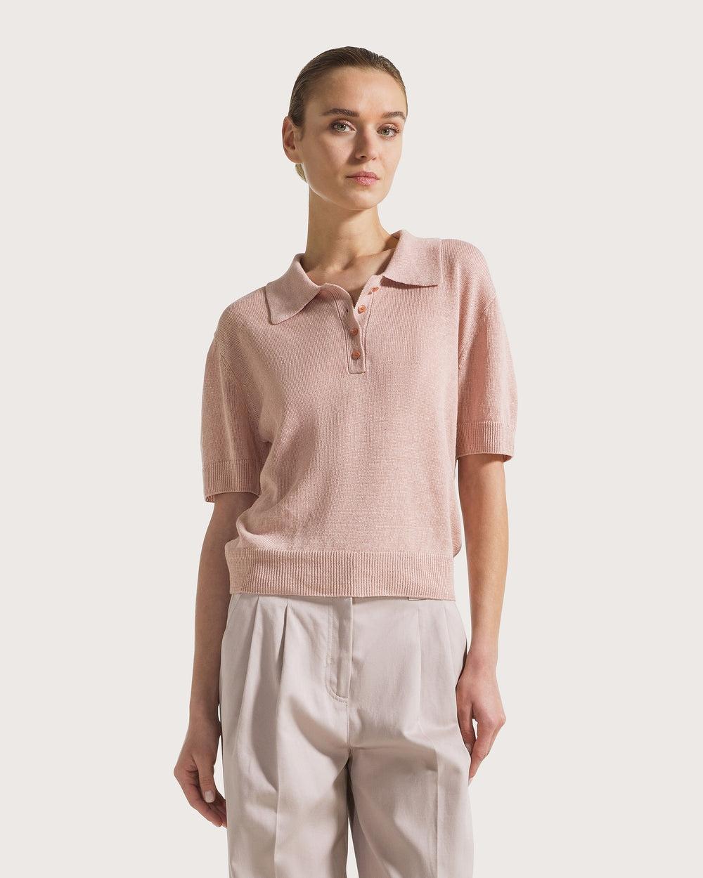 Maglia polo in lino cotone<BR/> MT4073950081 521 SEVENTY