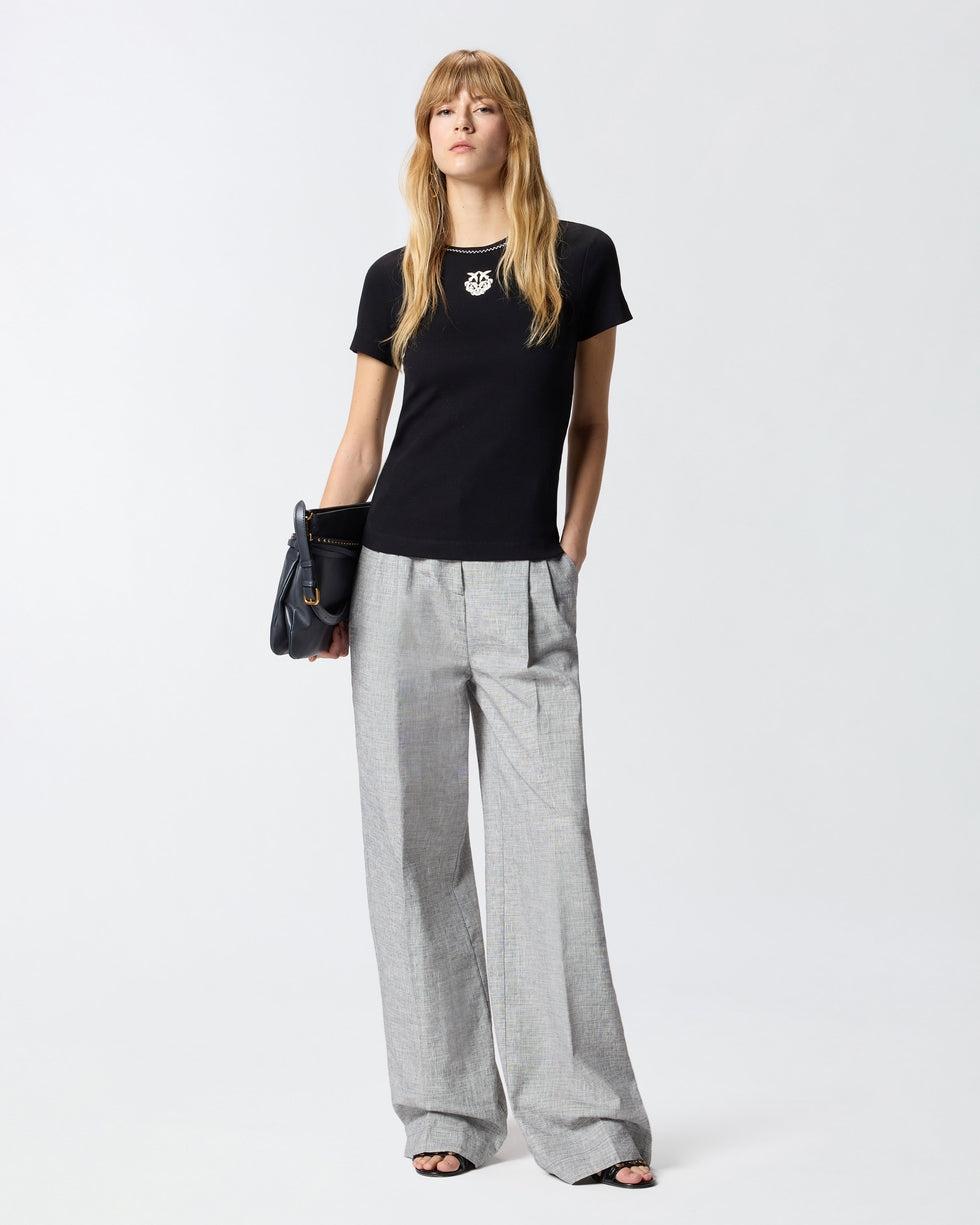 T-shirt a costine con ricamo Love Birds<BR/> 106815A3AL ZZ2 PINKO