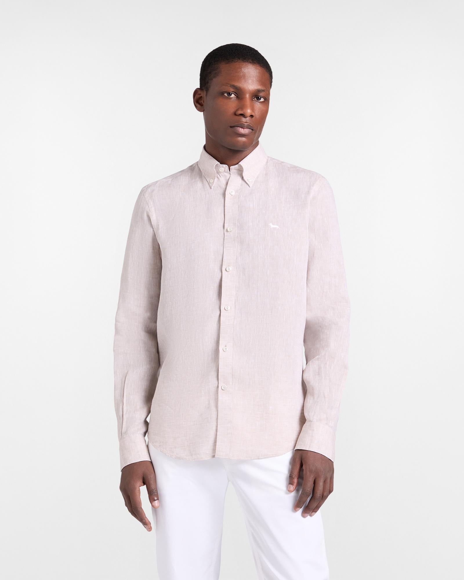 Camicia in puro lino regular fit<BR/> CRQ014010883B 201 HARMONT & BLAINE