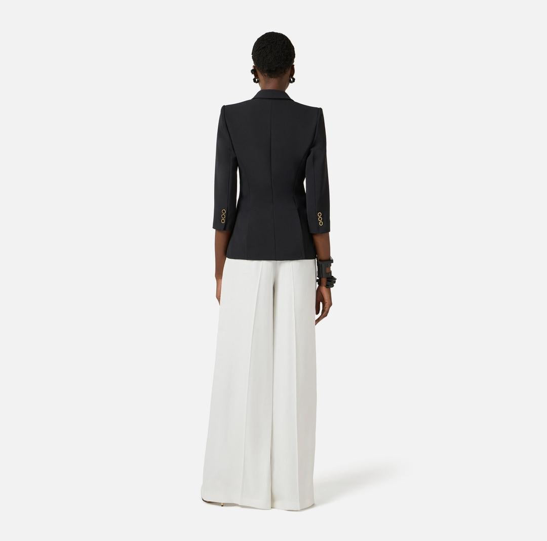Giacca in doppio crêpe stretch con dettagli logo GI21561E2 110 ELISABETTA FRANCHI