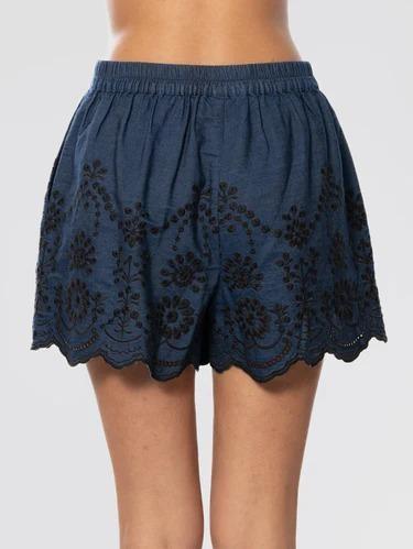 MC2 SAINT BARTH Pantaloncino Chambry in Denim con Ricami Blu<BR/> AMN0001 01309L MC2 SAINT BARTH