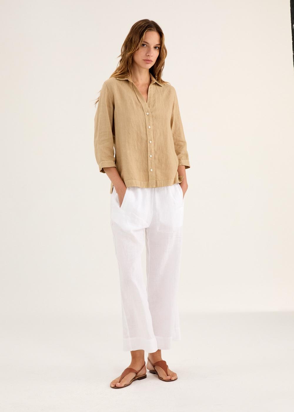 Pantalone tinto capo gamba larga con elastico