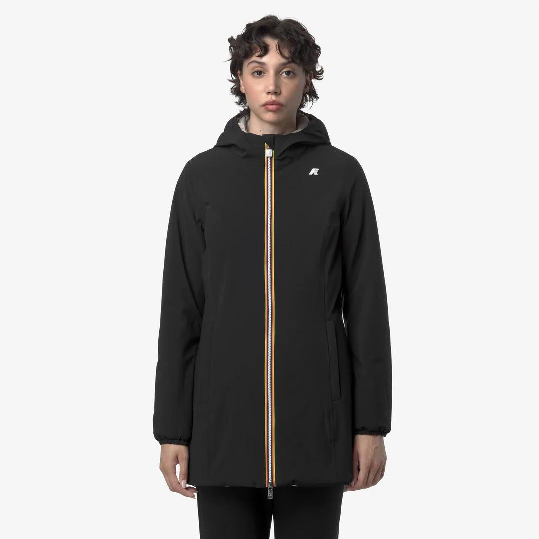 DENISE ST WARM REVERSIBLE<BR/>BLACK PURE-BEIGE CASHMERE<BR/>Giacca termica reversibile beige nera da donna K6128UW BC9 K-WAY