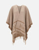 Poncho in lana tinto filo con logo jacquard