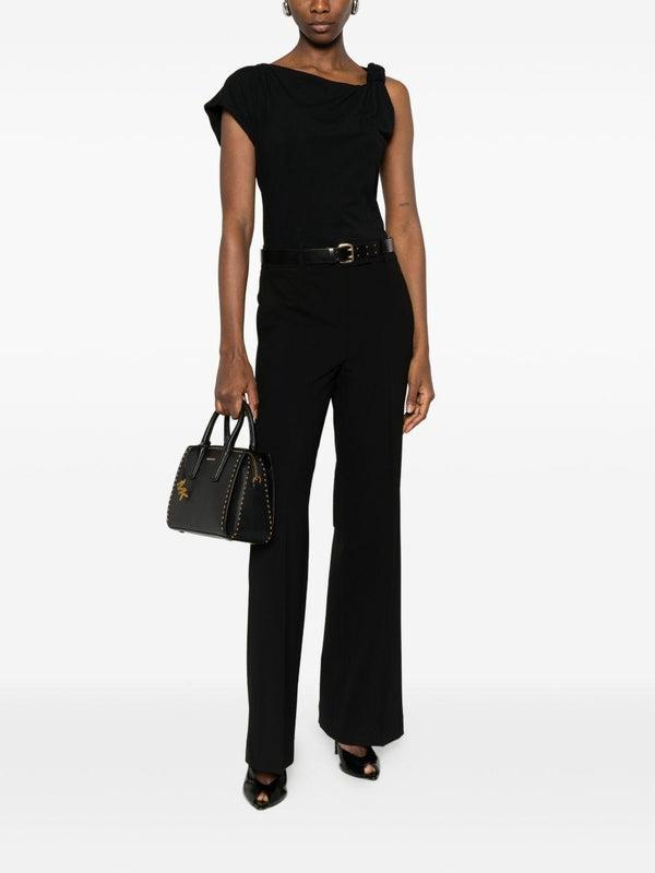 T-shirt nera da donna caratterizzata da scollo asimmetrico monospalla 106373A35D Z99 PINKO