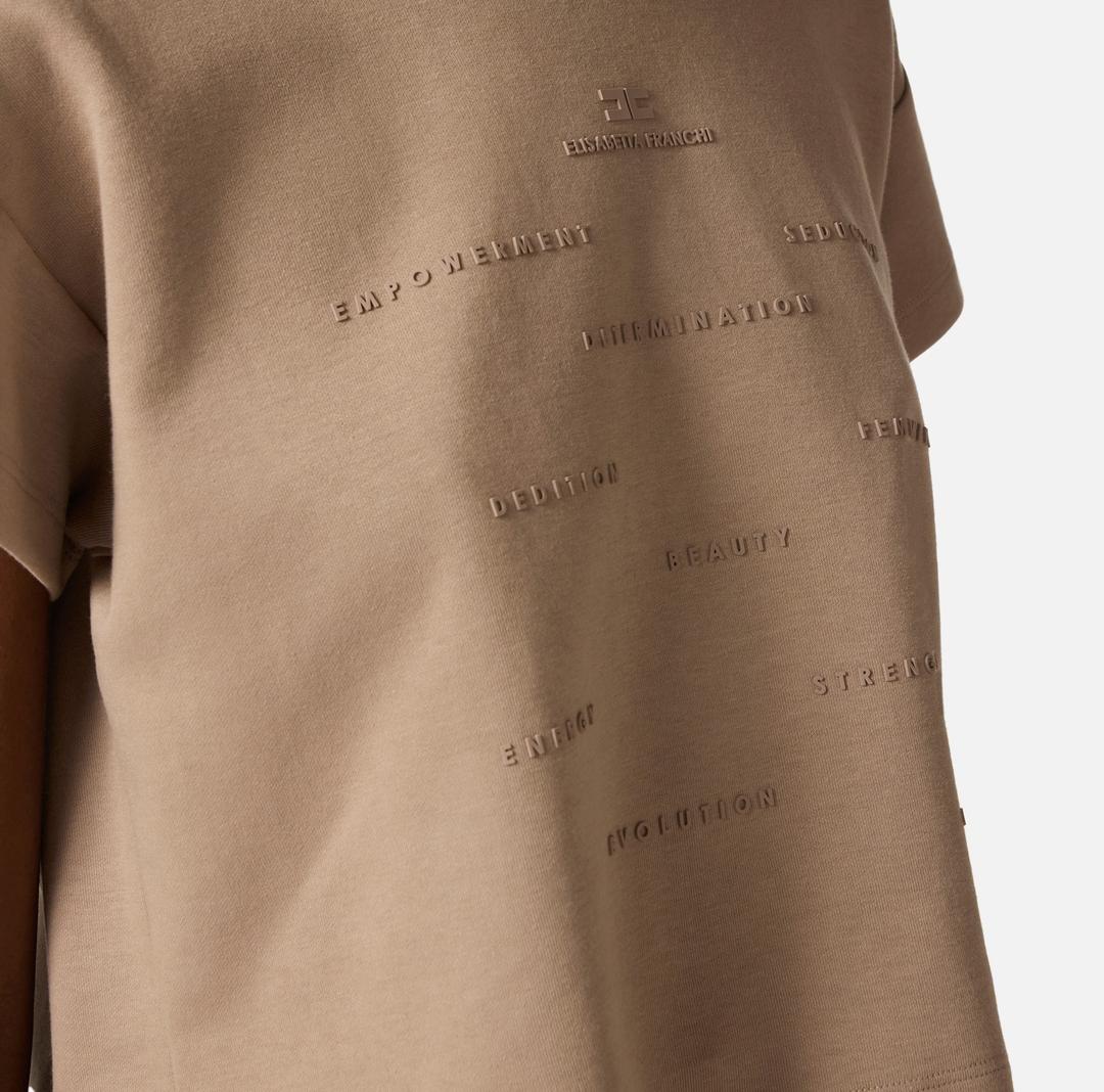 T-shirt in jersey con stampa lettering MA73D61E2 229 ELISABETTA FRANCHI