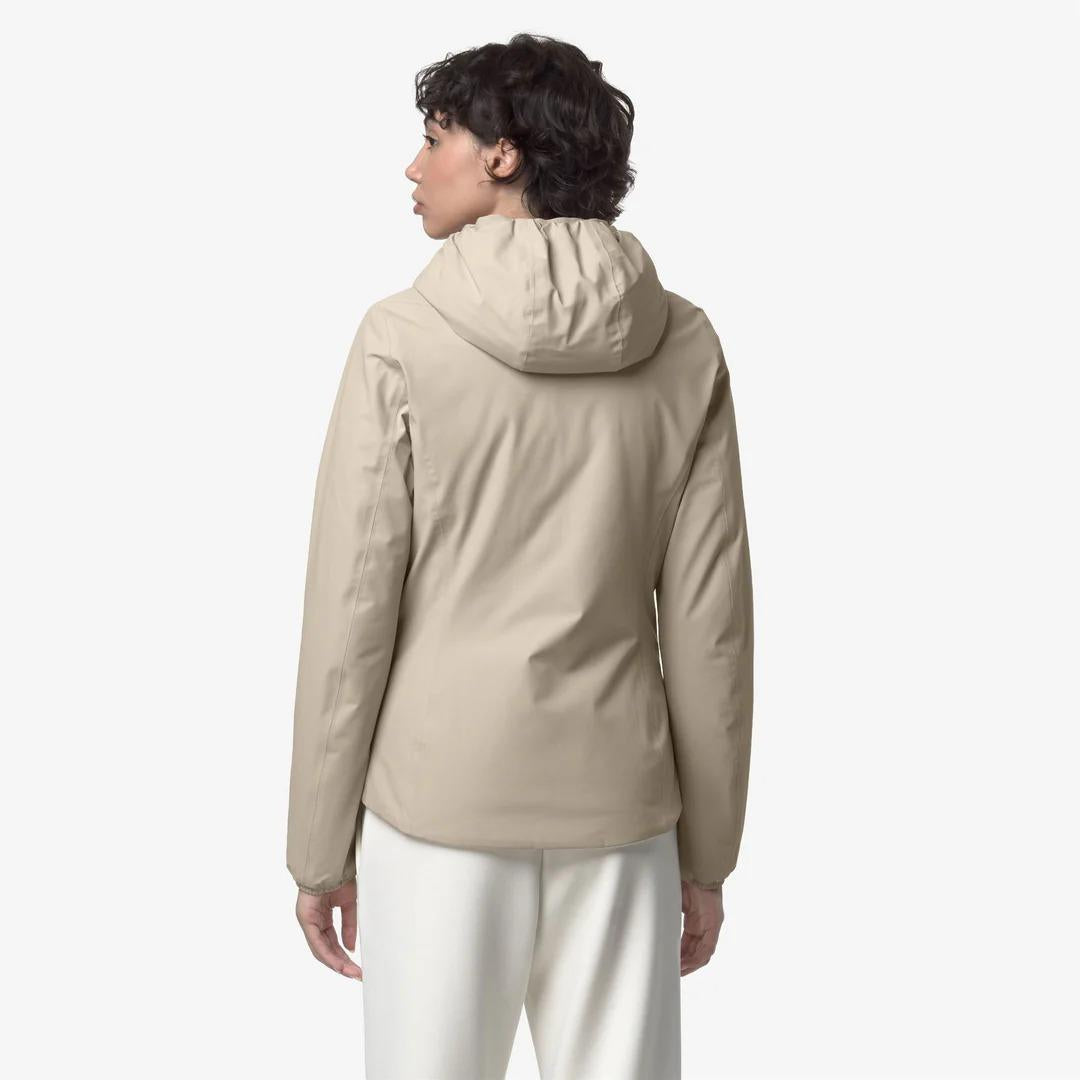 LILY ST WARM REVERSIBLE<BR/>BEIGE CASHMERE-WHITE GARDENIA<BR/>Giacca corta impermeabile reversibile da donna K6128TW BBA K-WAY