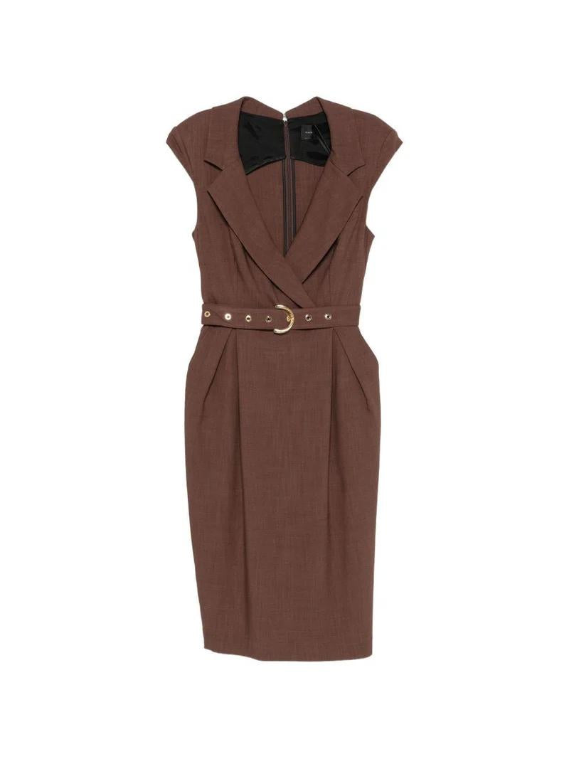 Abito midi a portafoglio con cintura 106565A2W6 L78 PINKO