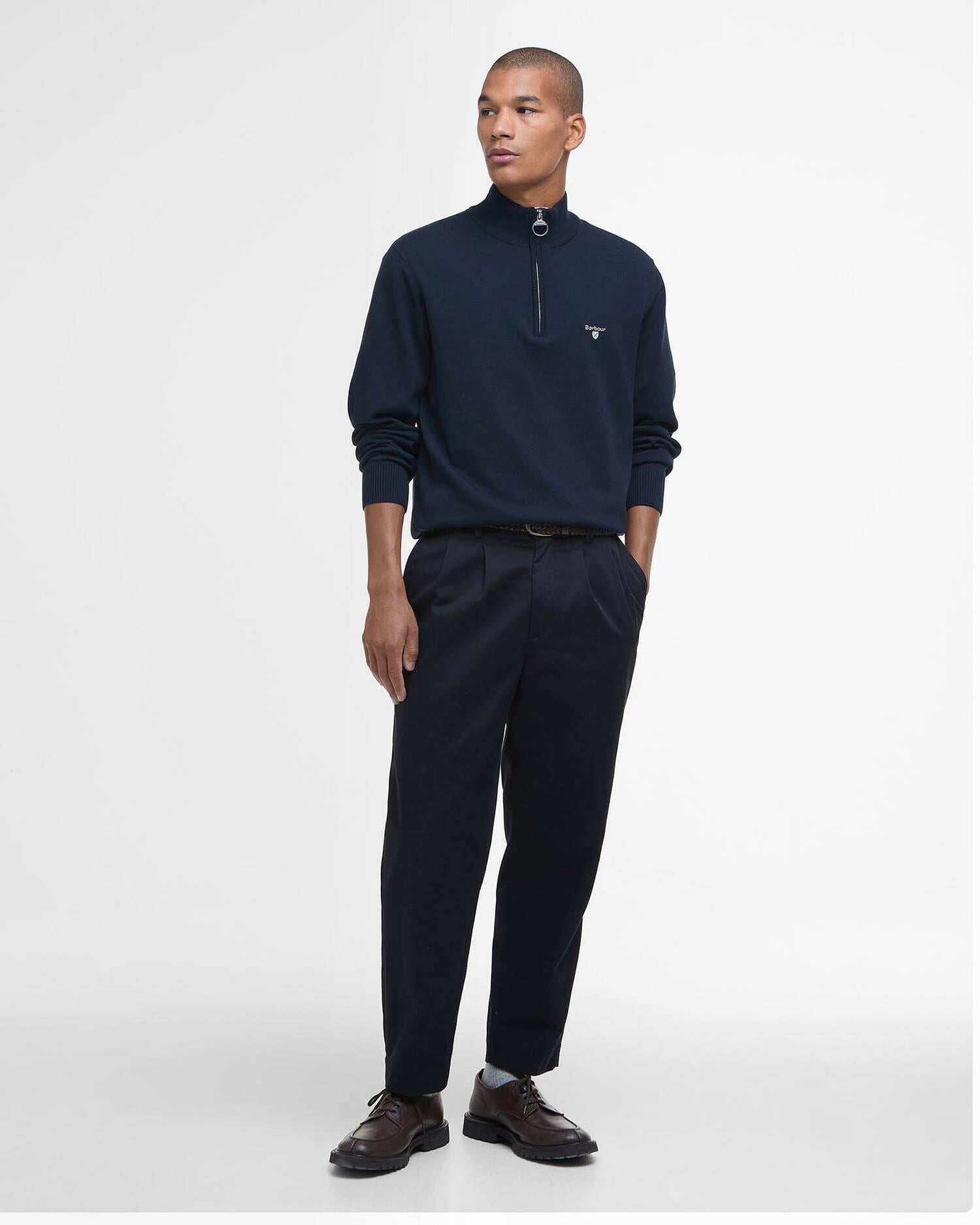 Maglione con zip corta in cotone compatto Lingwood<BR/> MKN1642MKN NY91 BARBOUR