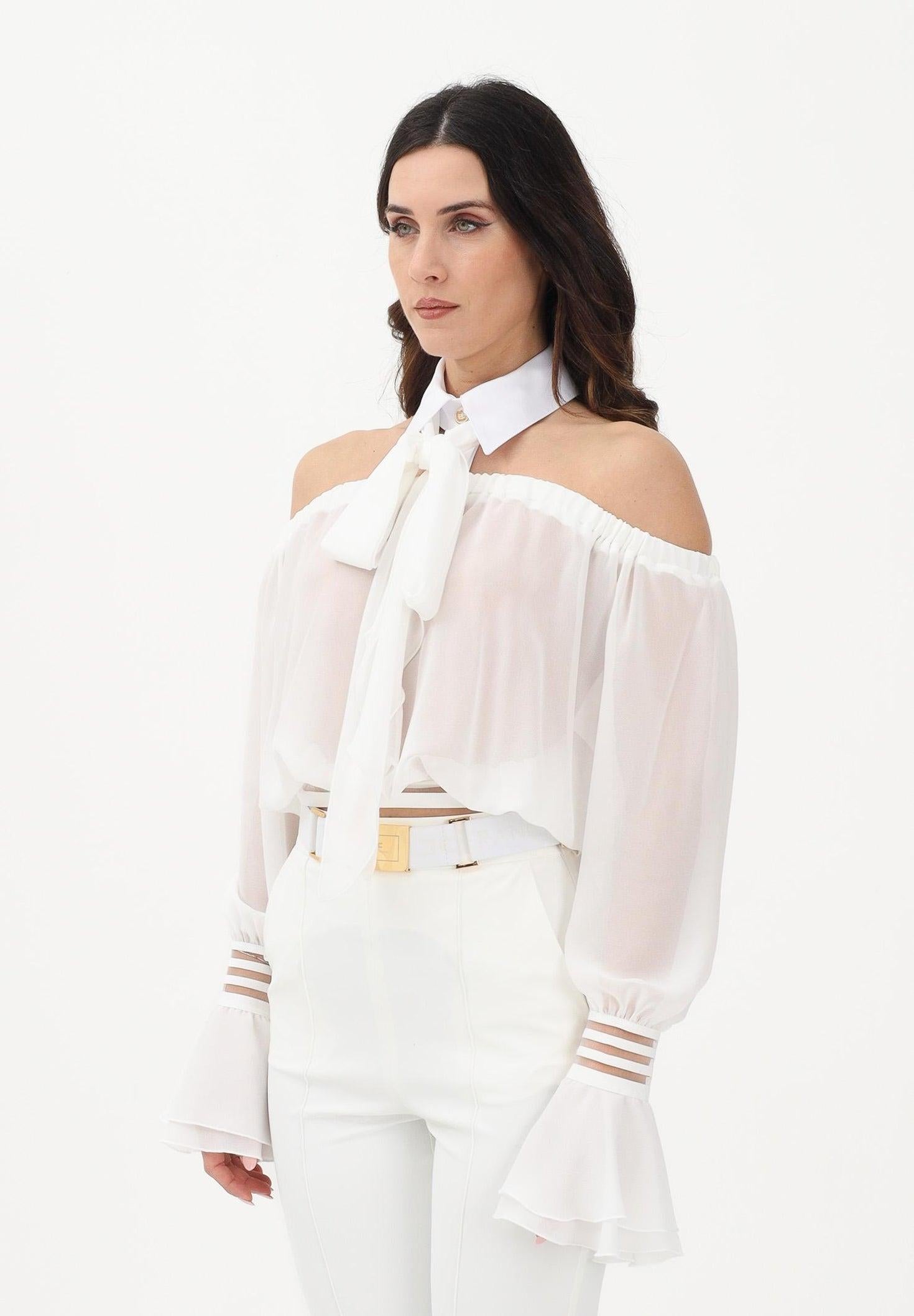 Blusa bianca da donna con dettaglio al collo CA13561E2 X88 ELISABETTA FRANCHI